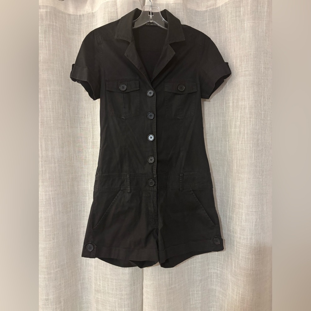 Chic Black Denim Button-Up Romper by Body and Soul